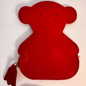 Authentic Tous Zippy Coin Purse - Red Leather